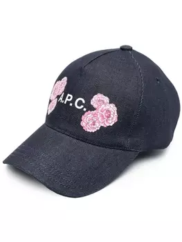 A.P.C. джинсовая кепка с цветочным принтом, синий