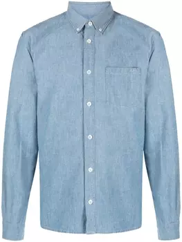A.P.C. джинсовая рубашка с вышитым логотипом, синий