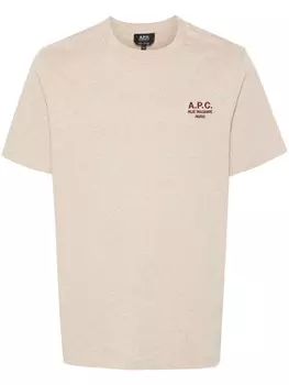 A.P.C. футболка меланжевая с вышитым логотипом, нейтральный цвет