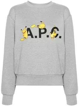 A.P.C. футболка Pikachu с логотипом, серый