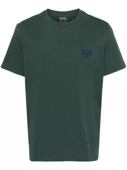 A.P.C. футболка с вышитым логотипом, зеленый