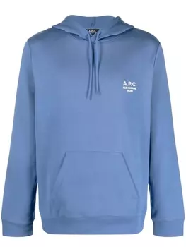 A.P.C. худи с кулиской и логотипом, синий