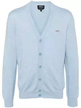 A.P.C. кардиган с вышитым логотипом, синий