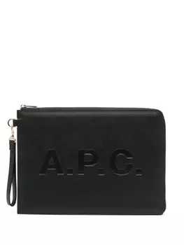 A.P.C. клатч с тисненым логотипом, черный