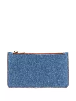 A.P.C. кожаный держатель карт из денима-панелей, коричневый