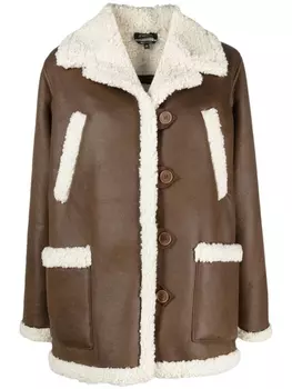 A.P.C. куртка из искусственной кожи с отделкой из шерпы, коричневый