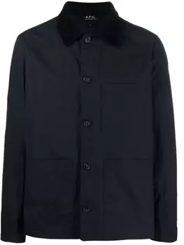A.P.C. куртка-рубашка с вельветовым воротником, синий