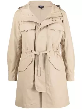 A.P.C. парка с капюшоном и кулиской, нейтральный цвет