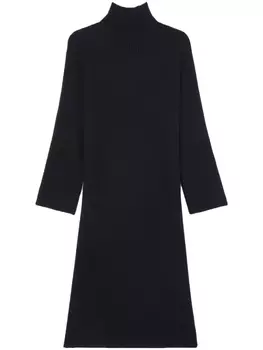 A.P.C. платье в рубчик с высоким воротником, черный