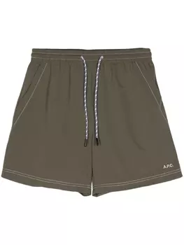 A.P.C. плавки-шорты с вышитым логотипом, зеленый