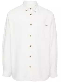 A.P.C. рубашка из органического хлопка с вышитым логотипом, белый