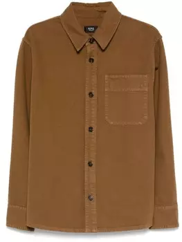 A.P.C. рубашка с вышитым логотипом, коричневый