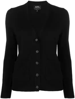 A.P.C. шерстяной кардиган с вышитым логотипом, черный