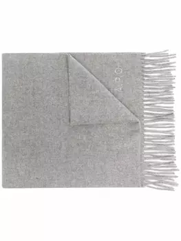 A.P.C. шерстяной шарф с вышитым логотипом, серый