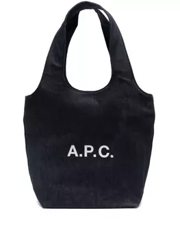 A.P.C. сумка-тоут с логотипом, синий