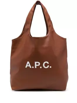 A.P.C. сумка-тоут с логотипом, коричневый