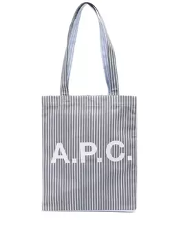 A.P.C. сумка-тоут с нашивкой-логотипом, синий