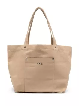 A.P.C. сумка-тоут Thais с вышитым логотипом, нейтральный цвет