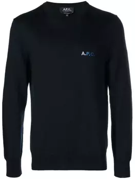 A.P.C. свитер с вышитым логотипом, синий