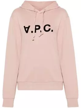 A.P.C. толстовка с капюшоном из хлопка с набивным логотипом, розовый