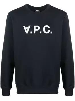 A.P.C. толстовка с круглым вырезом и логотипом, синий