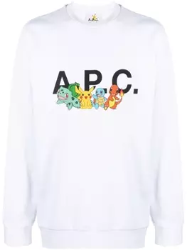 A.P.C. толстовка с логотипом из коллаборации с Pokmon, белый