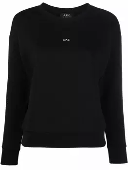 A.P.C. толстовка с отделкой в рубчик и логотипом, черный