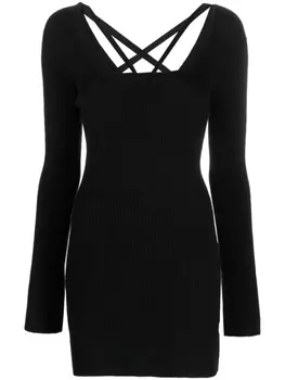 A Paper Kid трикотажное платье мини в рубчик, черный