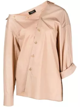 A.W.A.K.E. Mode рубашка асимметричного кроя с длинными рукавами, нейтральный цвет