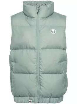 AAPE BY *A BATHING APE дутый жилет с нашивкой-логотипом, зеленый