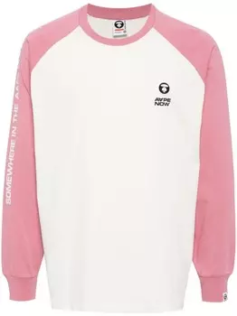 AAPE BY *A BATHING APE футболка Moonface с длинными рукавами и логотипом, розовый