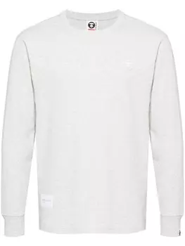 AAPE BY *A BATHING APE футболка с длинными рукавами и нашивкой-логотипом, серый