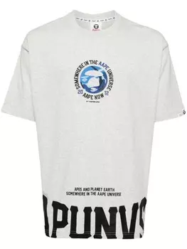 AAPE BY *A BATHING APE футболка с логотипом, серый