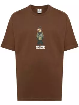 AAPE BY *A BATHING APE футболка с логотипом, коричневый
