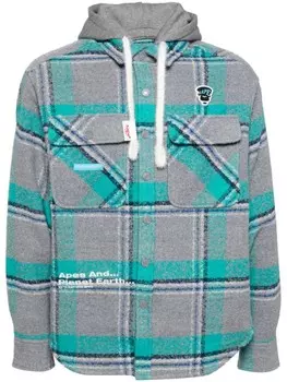 AAPE BY *A BATHING APE клетчатая куртка с капюшоном, серый