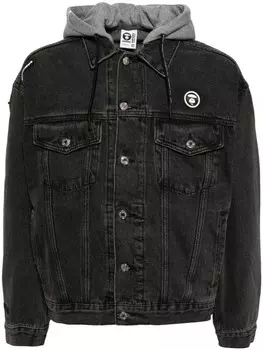 AAPE BY *A BATHING APE куртка с капюшоном и нашивкой-логотипом, серый