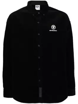 AAPE BY *A BATHING APE вельветовая рубашка с нашивкой-логотипом, черный