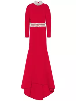 AAVVA вечернее платье с кристаллами, красный