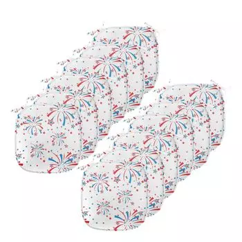 ABAKUHAUS 4 июля Подушка для обеденного стула Летние каникулы Декоративная водонепроницаемая подушка с ремнями для кухонных сидений 40 см x 40 см Упаковка из 12 шт. Белый Синий Красный