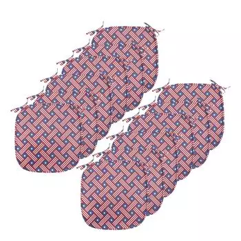 ABAKUHAUS 4 июля Подушки на обеденный стул, звезды в диагональную полоску, декоративная водонепроницаемая подушка с ремнями для кухонных сидений, 40 см x 40 см — упаковка из 12 шт., фиолетовый синий белый красный, коричневый