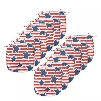ABAKUHAUS 4 июля Подушки на обеденный стул, American Glory Design, декоративная водонепроницаемая подушка с ремнями для кухонных сидений, 40 см x 40 см — упаковка из 12 шт., кобальтово-синий ярко-красный