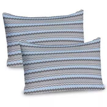 ABAKUHAUS Abstract Чехлы для подушки, набор из 2 шт., Vintage Abstract Random Artsy Zigzags Geometric Repetitive Illustraiton, Чехол для подушки с декоративным принтом, 80 x 40 см, Небесно-голубой, светло-серый