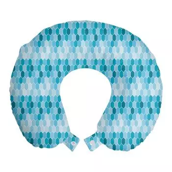 ABAKUHAUS Abstract Travel Pillow Подушка для шеи, плитка для бассейна Honeycomb Art, пенопластовые дорожные принадлежности для самолета и автомобиля, 30x30 см, морской синий