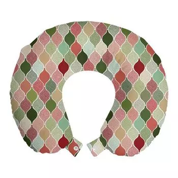 ABAKUHAUS Abstract Travel Pillow Подушка для шеи, Восточный геометрический узор, Пенопластовый дорожный предмет для самолета и автомобиля, 30x30 см, Разноцветный