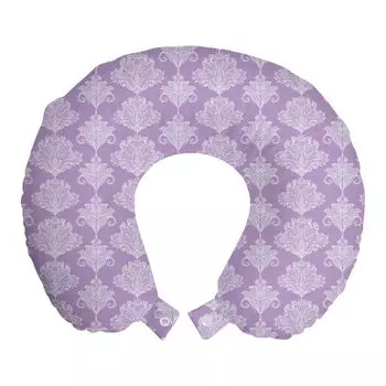 ABAKUHAUS Abstract Travel Pillow Подушка для шеи, винтажный стиль Пейсли, пенопластовые дорожные принадлежности для самолета и автомобиля, 30x30 см, бледно-сиреневый и белый