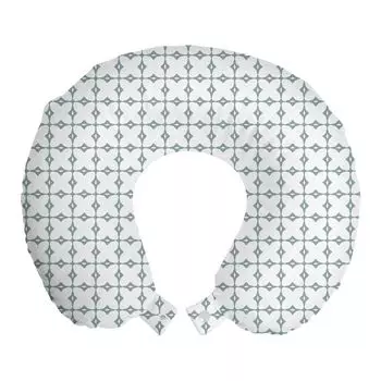 ABAKUHAUS Абстрактная дорожная подушка для шеи, элементы упрощенного мотива, пенопластовые дорожные принадлежности для самолетов и автомобилей, 30x30 см, Белый Темно-Зеленый Морской