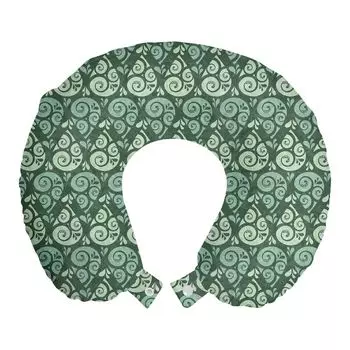 ABAKUHAUS Абстрактная дорожная подушка для шеи, Curly Drops Natural Tones, Пенопластовые дорожные принадлежности для самолетов и автомобилей, 30x30 см, Светло-зеленый Нефритовый зеленый