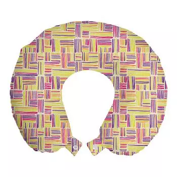 ABAKUHAUS Абстрактная дорожная подушка для шеи, Doodle Art Colorful, Дорожные принадлежности из пенопласта для самолета и автомобиля, 30x30 см, Разноцветные