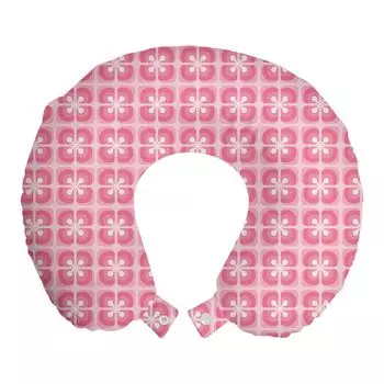 ABAKUHAUS Абстрактная дорожная подушка для шеи, красочные ретро-украшения, пенопластовые дорожные принадлежности для самолета и автомобиля, 30x30 см, пастельно-розовая роза