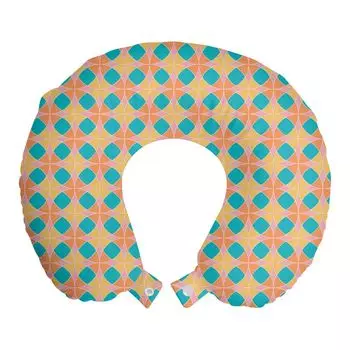 ABAKUHAUS Абстрактная дорожная подушка для шеи, круглая и красочная форма, дорожная вещь из пенопласта для самолета и автомобиля, 30х30 см, горчично-горчичный